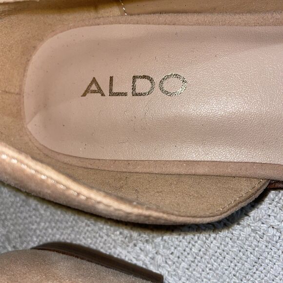 Aldo Women’s Dressy Flats Size 8 M Beige Leather Going Out Party Fun NWOB - Picture 2 of 12